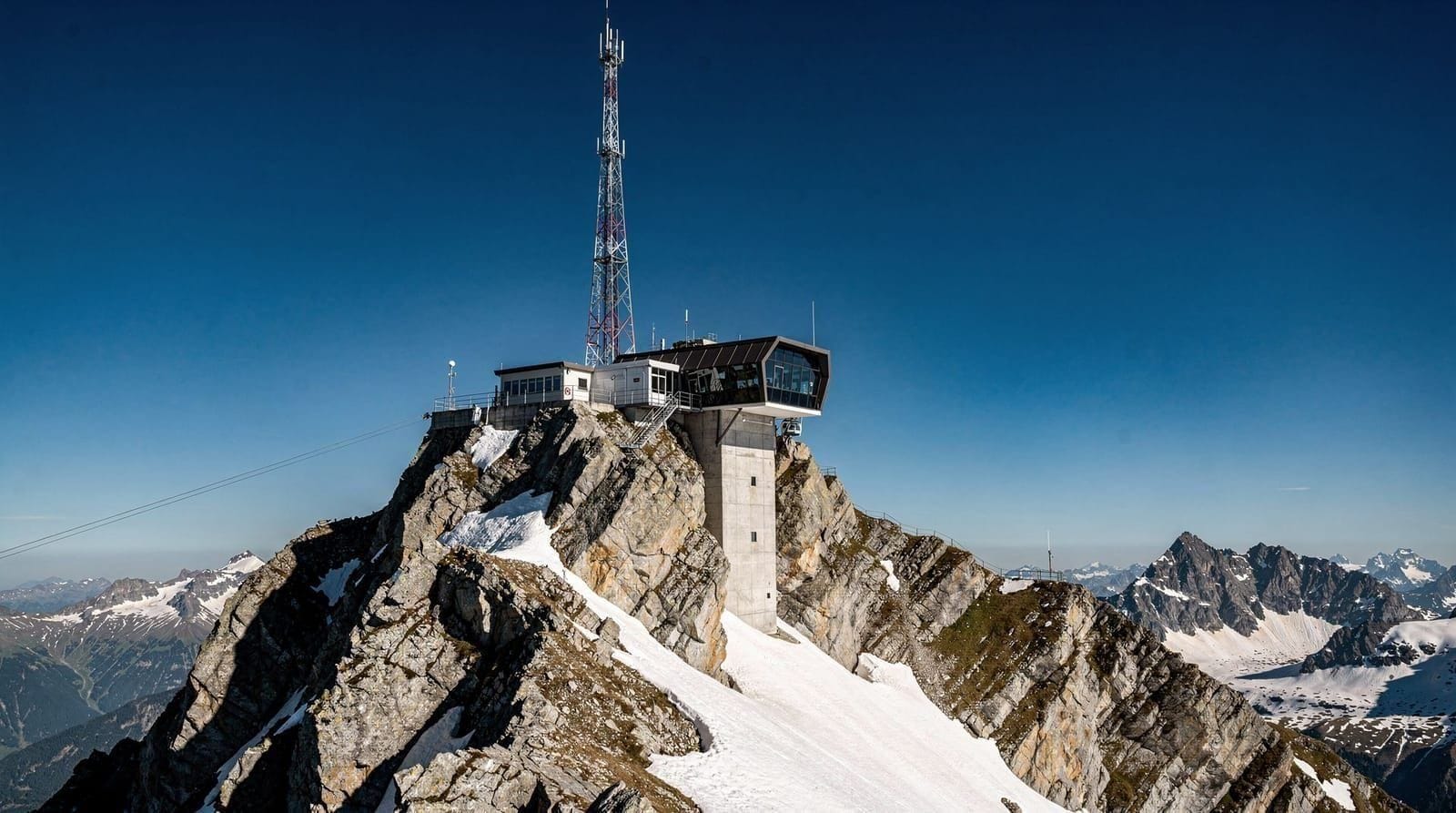 The Säntis, Schwägalp cable car and the Aescher inn on Ebenalp